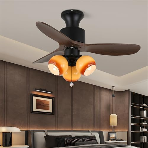 Americano Vintage Ventilatore LuceLed Europeo di LussoSoggiorno Camera da Letto Studio Villa Hotel Occidentale Ristorante Caffè Telecomando Ventilatore a Soffitto (Style 20)