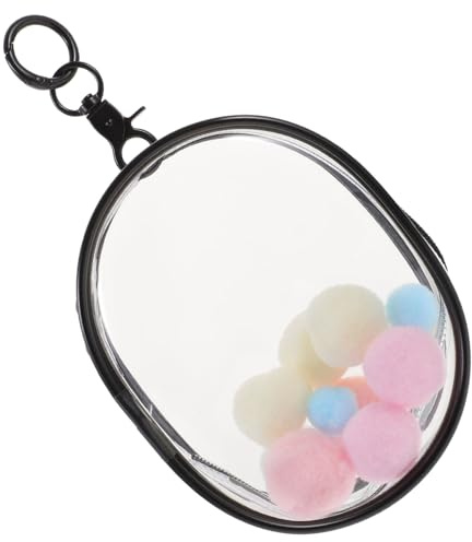 HEMOTON Mini Transparent Dockväska med Svart PVC Vattentålig Bärpåse för Dockor Praktisk Förvaring med Hängkrok och Boll för Utomhusbruk och Resor