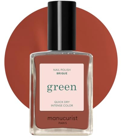 Manucurist Green Smalto Rosso Brique | Smalto Unghie Classico 9-Free - Vegano, 80% Origine Biologica - Manicure Professionale - 15ml - Nail Polish