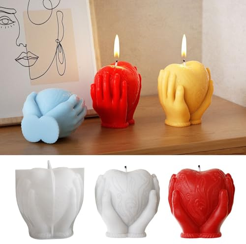 JVHLOV Moule Bougie en Silicone Cœur 3D, Moule à Bougie DIY Réutilisable | Pour cire de soja, cire d’abeille et chocolat, anniversaire, décoration maison et création artisanale