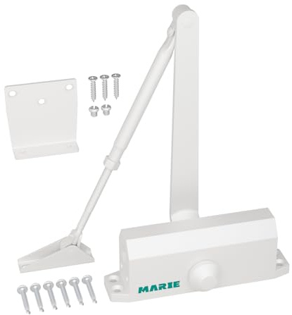MARIE Türschließer Automatischer Obentürschließer Hydraulischer für Innentür & Außentür, Federtürschließer Puffer Geschlossen Residential & Kommerziell (Weiß, Mit Feststellfunktion)