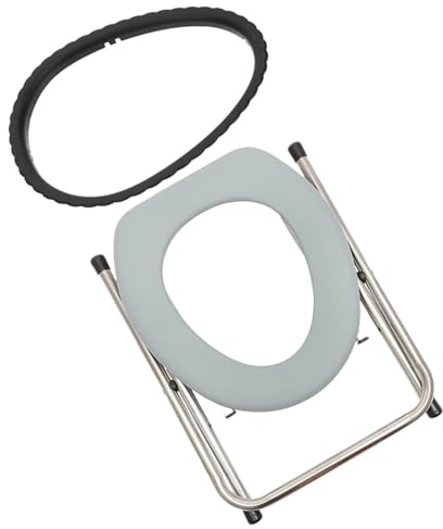 Hohopeti Sedia Comoda Da Bagno Pieghevole in Acciaio Resistente 2 Pezzi Sedile Liscio Per Anziani e Donne Incinte, Sgabello Per Wc Portatile Adatto a Tutta La Famiglia