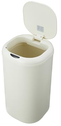 Garvee Poubelle automatique professionnelle 30L – Acier inoxydable, ouverture sans contact, fermeture douce, anti-traces – Usage cuisine, salle de bain, bureau, espaces publics, Blanc crème