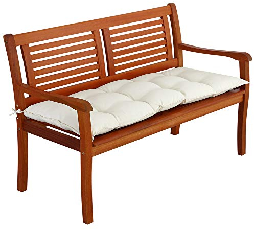 DETEX® Bankauflage Sitzkissen Creme Polyester Visko-Effekt 110x45cm Sitzpolster Gartenbank Bank Kissen Polster Auflage Rückenkissen Bankkissen Sitzauflage 2-Sitzer