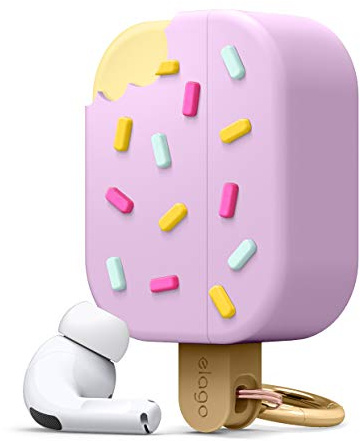 elago Ice Cream Case mit Karabiner Kompatibel mit AirPods Pro Hülle, Silikonhülle im 3D EIS-Design, Süße Schutzhülle (Blaubeere)