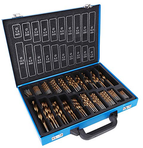 Ausla Set di Punte per Trapano HSS in Titanio, 202 Pezzi, 1-13mm, Rivestimento in Acciaio Inossidabile, per Legno Plastica Alluminio