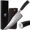 YOUSUNLONG Cuchillo de carnicero - 240mm Acero Damasco Martillado Japonés - Afilado - Mango de ébano natural con funda de cuero - Cuchillo de carnicero