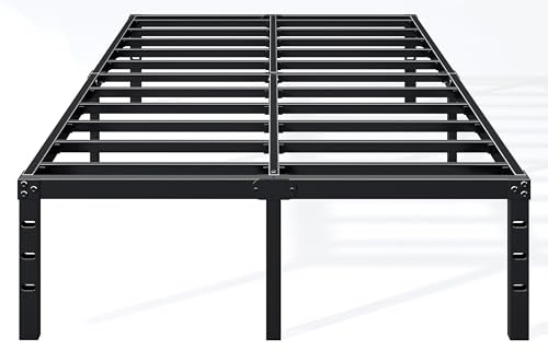Hafenpo 14 Inch King Bed Frame - Sturdy Metal Platform King Size, No Box Spring Needed, Heavy Duty, Easy Assembly, Strong Bearing Capacity, Under Bed Storage, Black