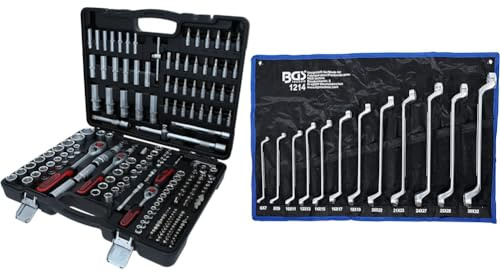 KS TOOLS 917.0795 - Caisse à Outils Complète en Coffret Douille de 1/4, 3/8 et 1/2 & BGS 1214 - Jeu de clés à œil doubles - coudées - 6 x 7-30 x 32 mm - 12 pièces