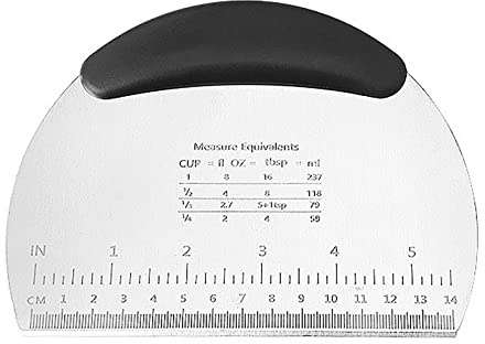 Dough Scraper with Wooden Handle Dough Spatula Kitchen Scraper with Centimetre and Inch Scale Can Be Used for Cutting Dough Bread Cake Pizza