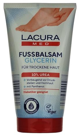 Lacura Med Fußbalsam 10% Urea mit Dexpanthenol & Jojobaöl - Glycerin Trockene Haut Vegan 150ml(2 Er Pack)
