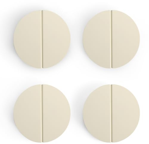 Evionlin Off-White 2-1/2 inch Drawer Pulls, 8 pcs(4 Pairs) Half Round Half Moon Cabinet Pull Handles Semicircle Knobs with Screws for Kitchen Cupboard Bedroom Furniture Door