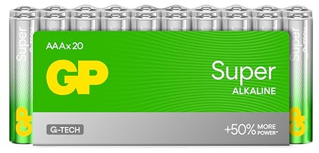 Piles AAA - Lot de 20 | GP Super| Piles Stilo AAA Alcaline 1,5 V/LR03 - Longue durée de Vie