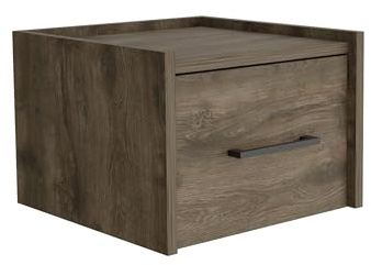 Tuhome Boa Floating Nightstand, Wall-Mounted Single Drawer Design with Handle- Dark Brown