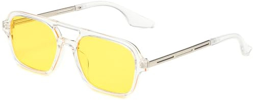 WDZAYXC Trendy Vintage Square Sonnenbrille für Damen und Herren Metall Design,UV Schutz