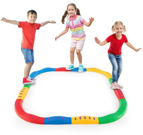 COSTWAY 20 Piezas de Vigas de Equilibrio, Barra de Equilibrio para Equipos de Gimnasio para Niños, Juegos para Carreras de Obstáculos, Ejercicios de Coordinación y Estabilidad(Multicolor)