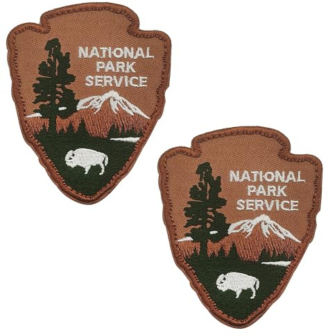 National Park Service broderade lappapplikationer, äventyr utomhus utforskare souvenir resa semester vintage natur applikationslappar med krok och ögla baksida för ryggsäck, jacka, kläder