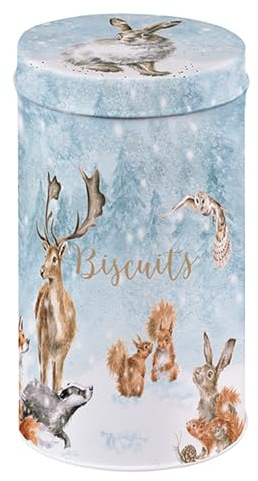 Wrendale - BT003-N - Keks Dose, Weihnachten, Metall, rund, bedruckt, B 8cm x H 14cm
