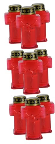 HOMSFOU 9 Stk elektronische Kerze Grablichter lichteffekte rote flammenlose Kerzen religiöse Kerze Elektrisches Kerzenlicht Flammenloses Kerzenlicht auf dem Friedhof nachtlampe Plastik pp