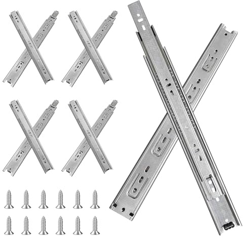 FCOUMY guias correderas para cajones 4 pares (8 piezas), 30,5 cm Guías para cajones, extensión completa con guías con rodamiento de bolas