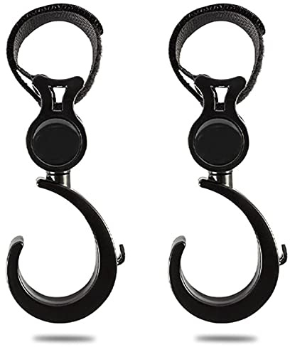 Ganci per passeggino | Ganci girevoli a 360 gradi per appendere borse, 2 pezzi, clip per passeggino, clip universali per passeggino, borse, borse per pannolini e shopping