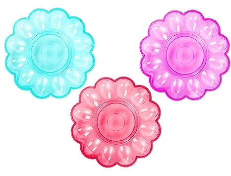 Garneck 3 Stück Eier Servierplatte – Dekorativer Eierteller Für Halbe Eier - Ideal Für Küche Und Kühlschrank - Perfekter Eierhalter Für Ein Stilvolles Frühstück