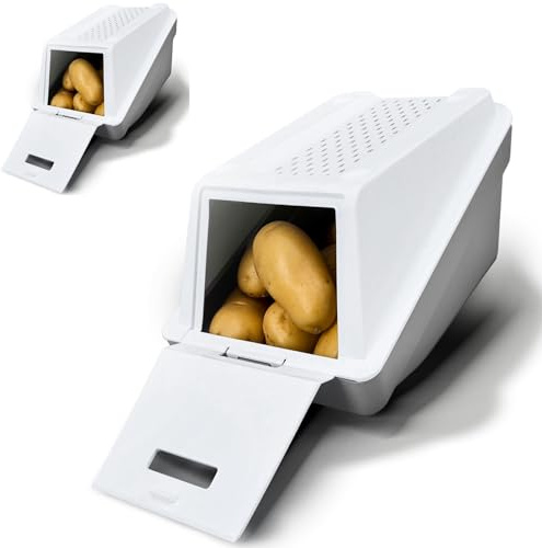ARTECSIS® Kartoffel Aufbewahrungsbox mit Deckel 3,5 und 5,0 L-Vorratsbehälter & Vorratsdosen für Obst & Gemüse Aufbewahrung EasyClick- Gemüsebox lebensmittelecht (2, Weiß, 3.5, Liter)