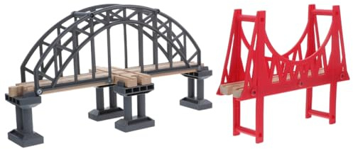 Abaodam Holzbrücke Für Holzeisenbahn Zubehör 2 Stück Hängebrücke Und Kreuzbrücke Erweiterungsset Für Kinder Holzeisenbahn Schienen Kreatives Spielzeug Für Familienzeit Pädagogisches Lernen