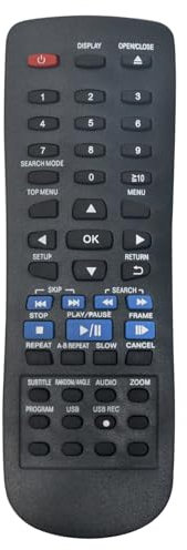 VINABTY N2QAYA000015 Télécommande de Remplacement Compatible avec Panasonic DVD Player DVD-S68 DVD-S485 DVD-S38 DVD-S58 DVD-S500EP-K DVD-S700EP-K DVD-S48 DVD-S500 DVD-S500EB-K DVD-S700