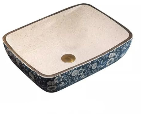 DFGHNBVC Lavabo de Salle de Bain Vasque à Poser rétro Vasque d'hôtel d'art Vasque en céramique Vasque à Poser pour Balcon Vasque de Salle de Bain Vasque à Poser，One Color-A
