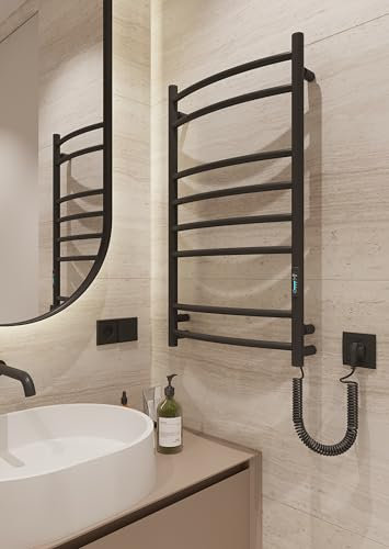 Radiatore di design, nero opaco, 810 x 480 mm, 130 W, radiatore elettrico da bagno con timer e termostato