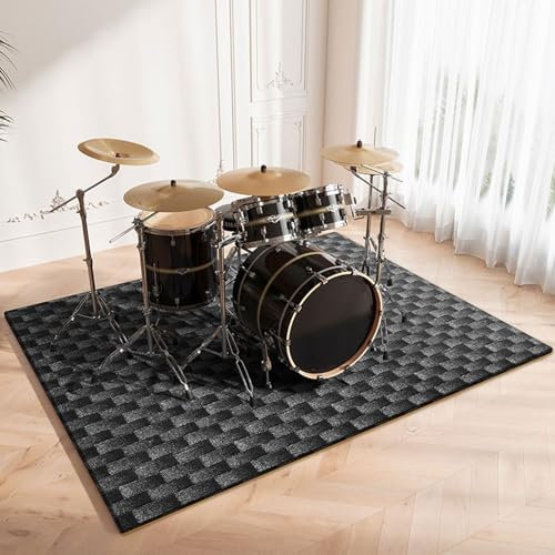 Alfombra de tambor antideslizante, insonorizada, para batería electrónica y acústica, 200 x 180 cm, ideal para juegos de bajo, snare y jazz, duradera y fácil de limpiar