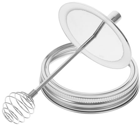GLEAVI 304 Stainless Steel Honey Dipper Lid with Mixing Stirrer Creative Honey Storage Cover for Mason Jar Regular Mouth Jar Accessories for Home Kitchen