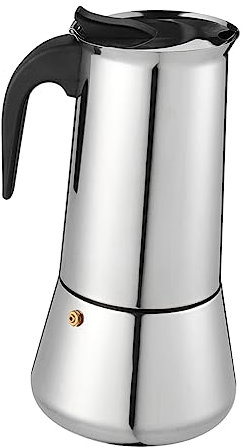LAPYAPPE 1Pezzi Caffettiera Espresso Acciaio Inossidabile per Persone Compatibile con Aperte e Induzione e Ufficio