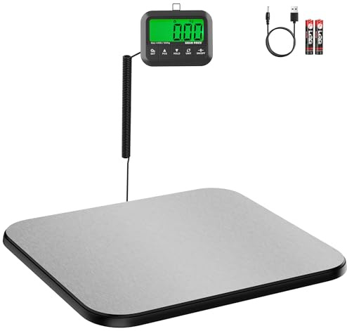 GRAM PRES fraktvåg, 440 pund/10 g högprecisions-brevvåg med håll/tare/datorer, digital brevvåg med LCD-display för paket/bagage/postkontor/hund, inkl. batteri och USB-kabel