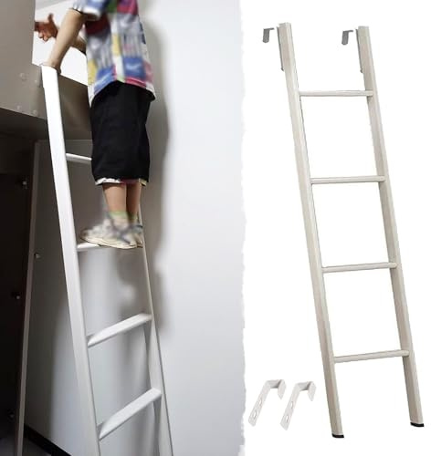 Échelles de Lit Échelle Métallique Courte pour Lits Superposés Jumeaux, Enfants, 116/130/140/150/160/170/180/185 cm Échelle de Camping-car avec Crochets, Escalier Latéral Réglable(120cm/47)