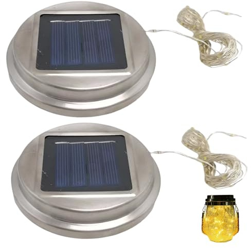 2 pezzi di ricambio per luce solare, 30 luci solari per annaffiatoio a LED, parti superiori rotonde impermeabili di ricambio, lucine da giardino fai da te per esterni bianco caldo, decorazioni per la