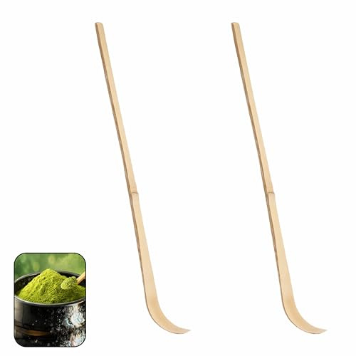 2 Piezas Cuchara de Té Matcha de Bambú para Ceremonias – Herramienta Tradicional para Medir Polvo de Té, Te Matcha Kit, Utensilio Ecológico, Accesorio de Cocina y Kit de Té Matcha – 18 cm