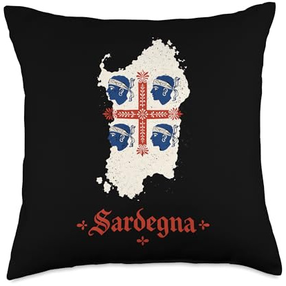 Sardegna Map Four Moors Sardinia Italy Pride Design Throw Pillow