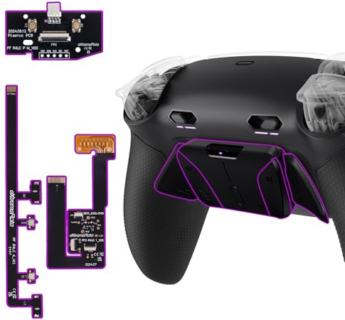 eXtremeRate RISE4 Plus MAX Remap Kit per ps5 Controller BDM-030 040 050 060, 4 Palette Posteriori Programmabili & Clicky Trigger Stop per ps5 Joystick - Senza Controller, Nero&Nero