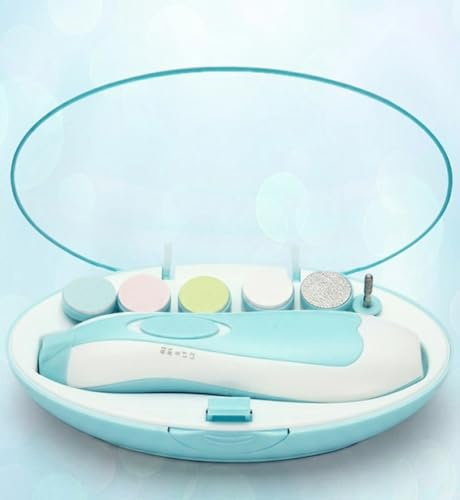 Elektrisk babynagelfil med lätt säker baby nageltrimmer klipparsats med 6 sliphuvuden för nyfödda spädbarn småbarn barn tår och fingersvård