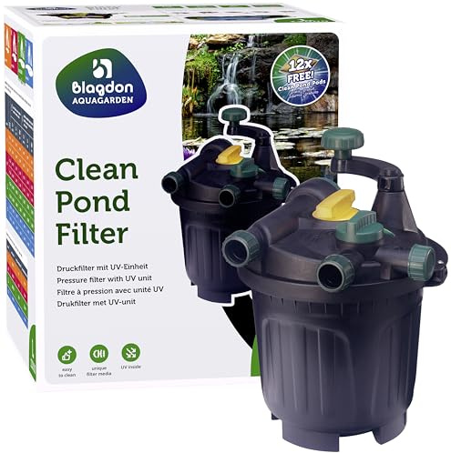 Blagdon Aquagarden Clean Pond Filter L (13000) Filtro a pressione per laghetto con chiarificatore UV, per acqua chiara e sana, con pod Clean Pond Pods