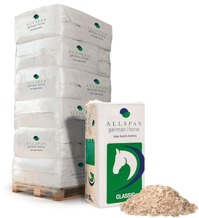 Allspan German Horse Holzspäne Hobelspäne Einstreu Großtier Kleintier Tier Pferde Stall Paddock Holz Streu 24kg x 15 Sack 360kg / 1 Palette