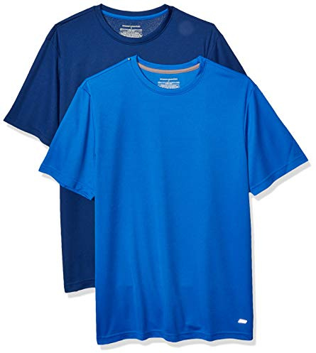 Amazon Essentials Herren Active Performance T-Shirt aus Tech-Stretch (Erhältlich In Big & Tall), 2er-Pack, Königsblau/Marineblau, XXL