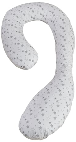 Kinder Valley Pregnancy Pillow for Sleeping - 9ft Caterpillow Maternity & Nursing Pillow, Full Body Comfortable Pillow for Adult with Washable & Removable PolyCotton Cover | Silver Star
