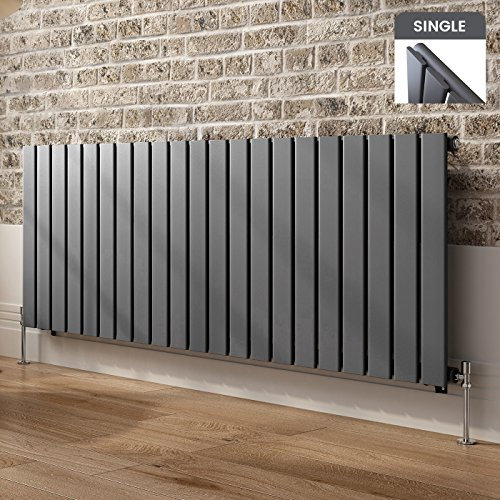 iBathUK Apex Horizontal Radiator, Single Flat Panel Radiators, 600x1596mm Slim Radiator for Bathroom,Kitchen,Living Room - Anthracite