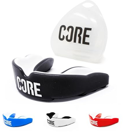 CORE Protection Mouth Guard with Case Slim Fit Gum Shield Suitable for Kids, Teens & Adults for All Contact Sports, BMX, Scooters & Skateboarding - Black