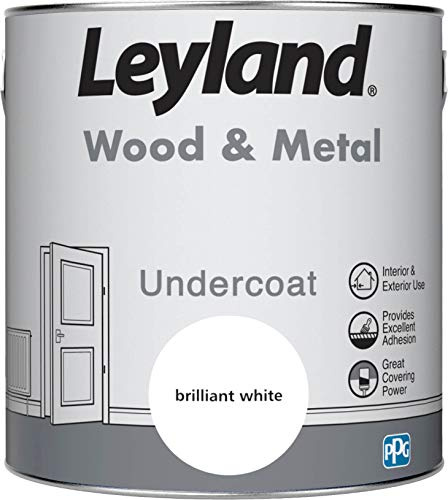 Leyland - Wood & Metal Undercoat Paint - Brilliant White - 2.5L | Satin Finish, Basecoat for Interior & Exterior Wood & Metal, Provides Excellent Adhesion, Great Covering Power
