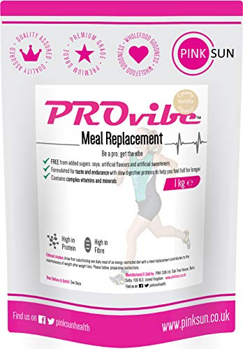 PINK SUN Diet Meal Replacement Shake Vanilla 1kg (or Chocolate) Soy Free Protein Powder Nutritionally Complete Shakes with Vitamins No Added Sugar No Artificial Sweeteners