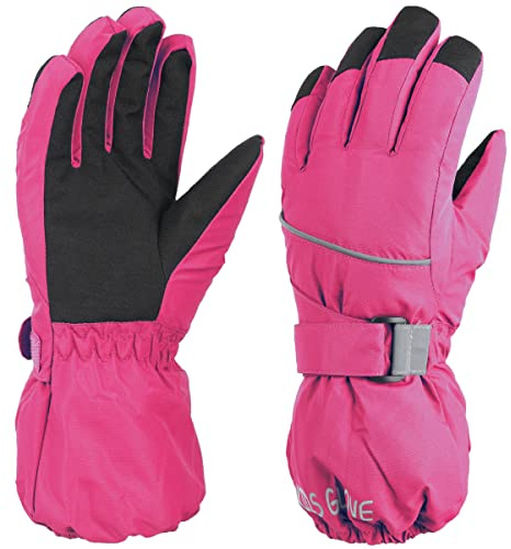 TRIWONDER Guantes de Esquí Niños Guantes de Invierno Cálido para Clima Frío Snowboard Deportes de Nieve al Aire Libre (B - Rosa Rojo, S (4-6 años))